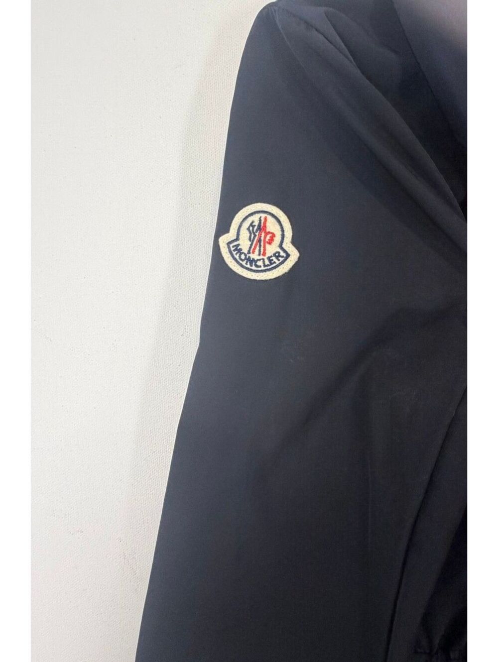 Moncler Ocre Hooded Rain Jacket Navy Blue Drawstring Parka Size 1 / Women's S - Picture 4 of 8